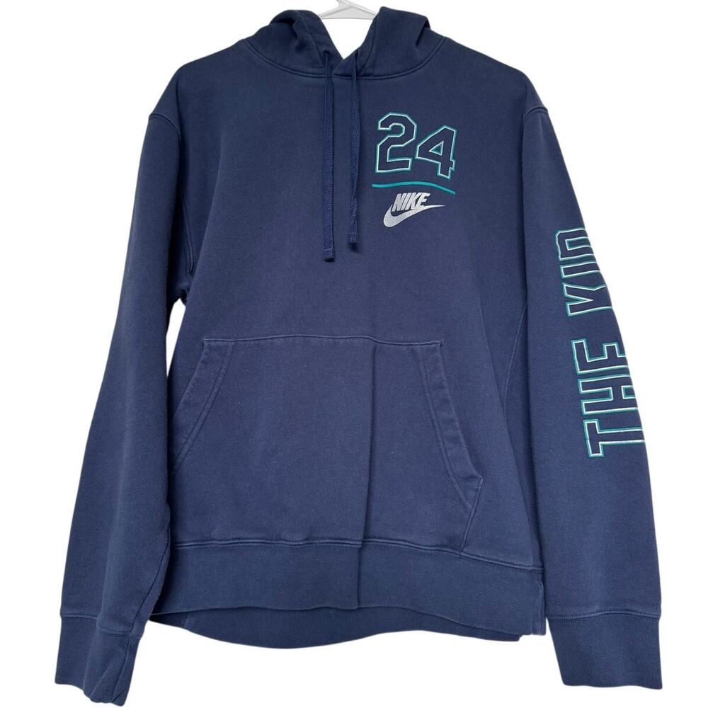 Nike Hoodie Large Blue "24" Graphic The Kid Pullover Hoodie
